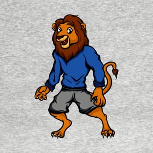 Cute Anthropomorphic Human-like Cartoon Character Lion in Clothes T-Shirt